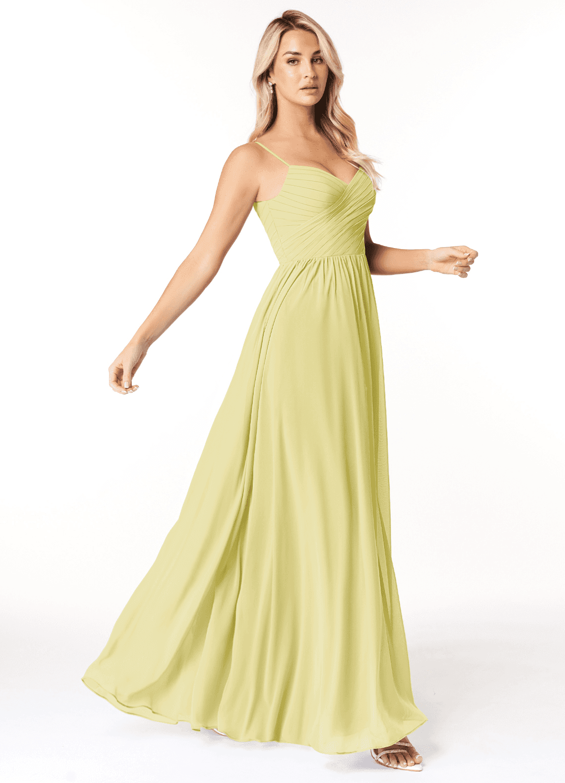 Azazie Lisbon Bridesmaid Dresses Lemon Sorbet A-Line Sweetheart Neckline Chiffon Dress image1