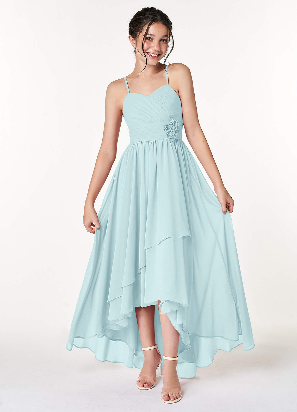 High Low Spaghetti Straps Light Blue Chiffon Prom Dress High Low Spaghetti Straps Light Blue Chiffon Prom Dress