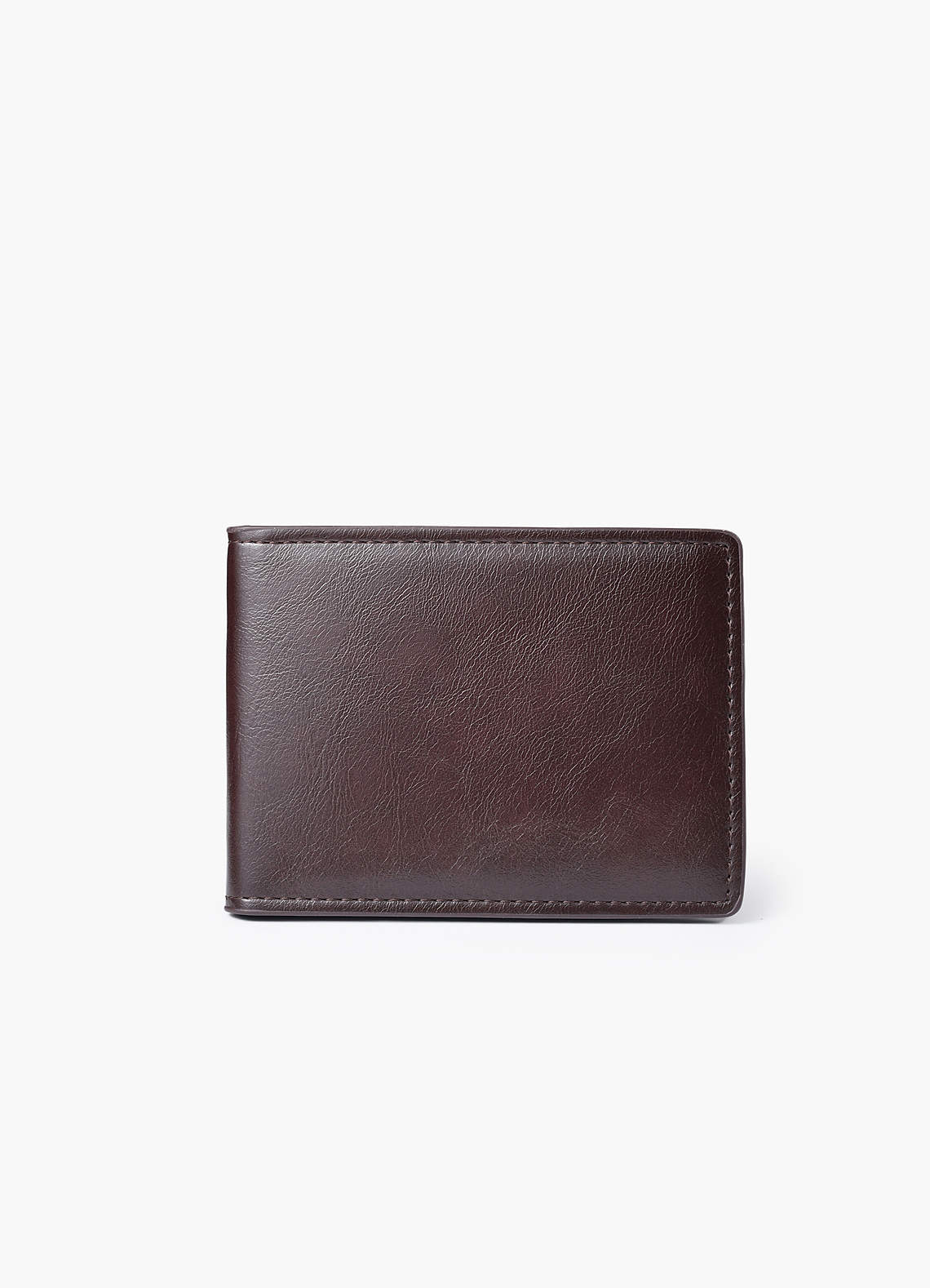 front Cartera plegable de cuero texturizado elegante para hombre