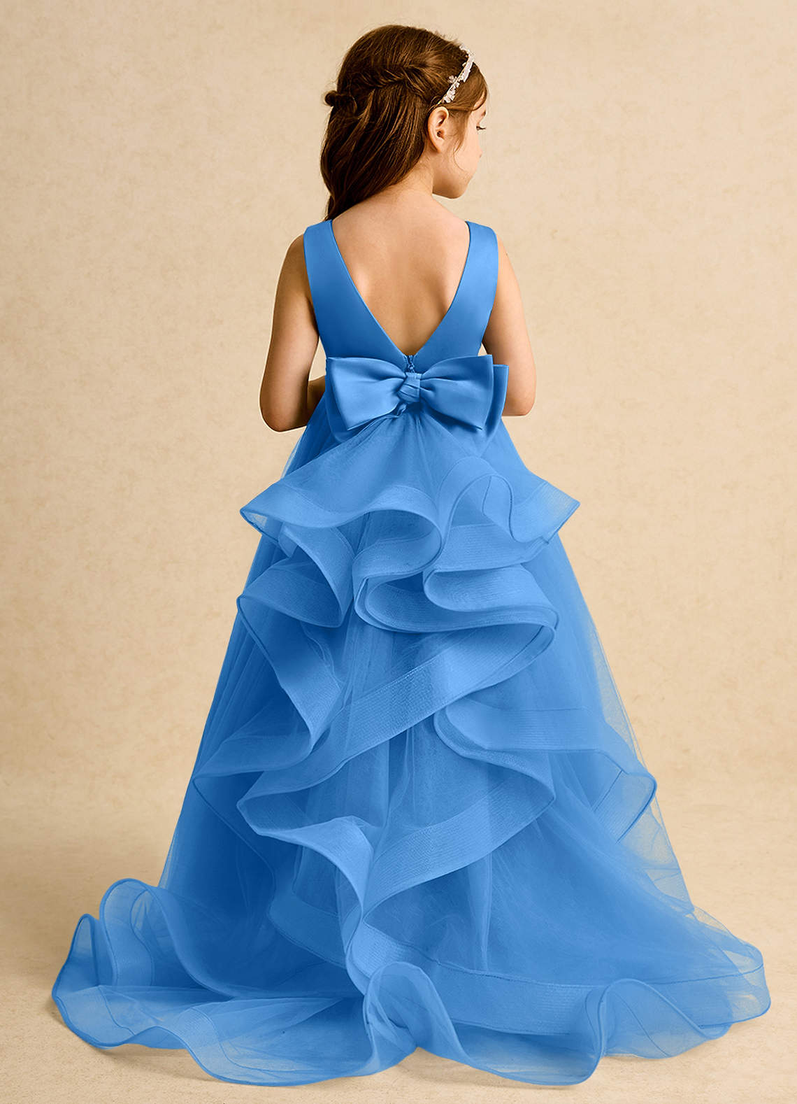 Azazie Lior Blue Jay Ball-Gown Pleated Tulle Dress | Azazie CA