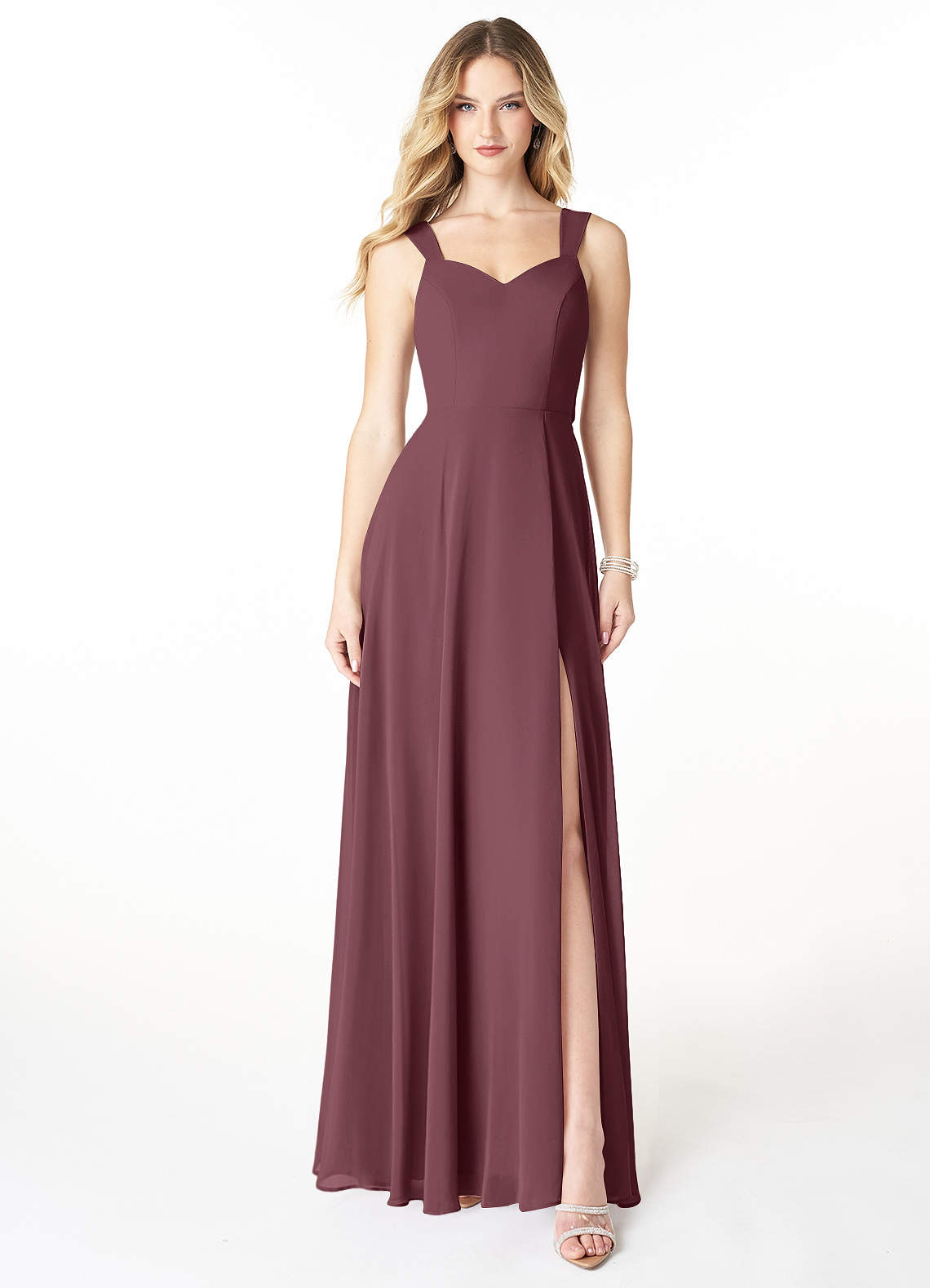 Azazie Julie Bridesmaid Dresses Sangria A-Line Sweetheart Neckline Chiffon Dress image1