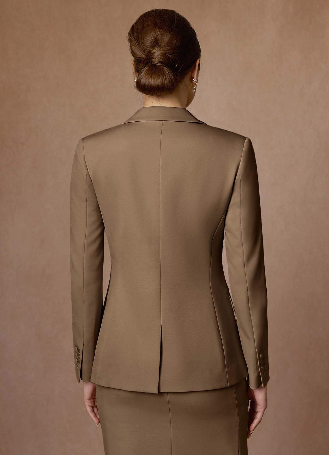 front Kennedy Truffle Refined Weave Performance Dress Suit