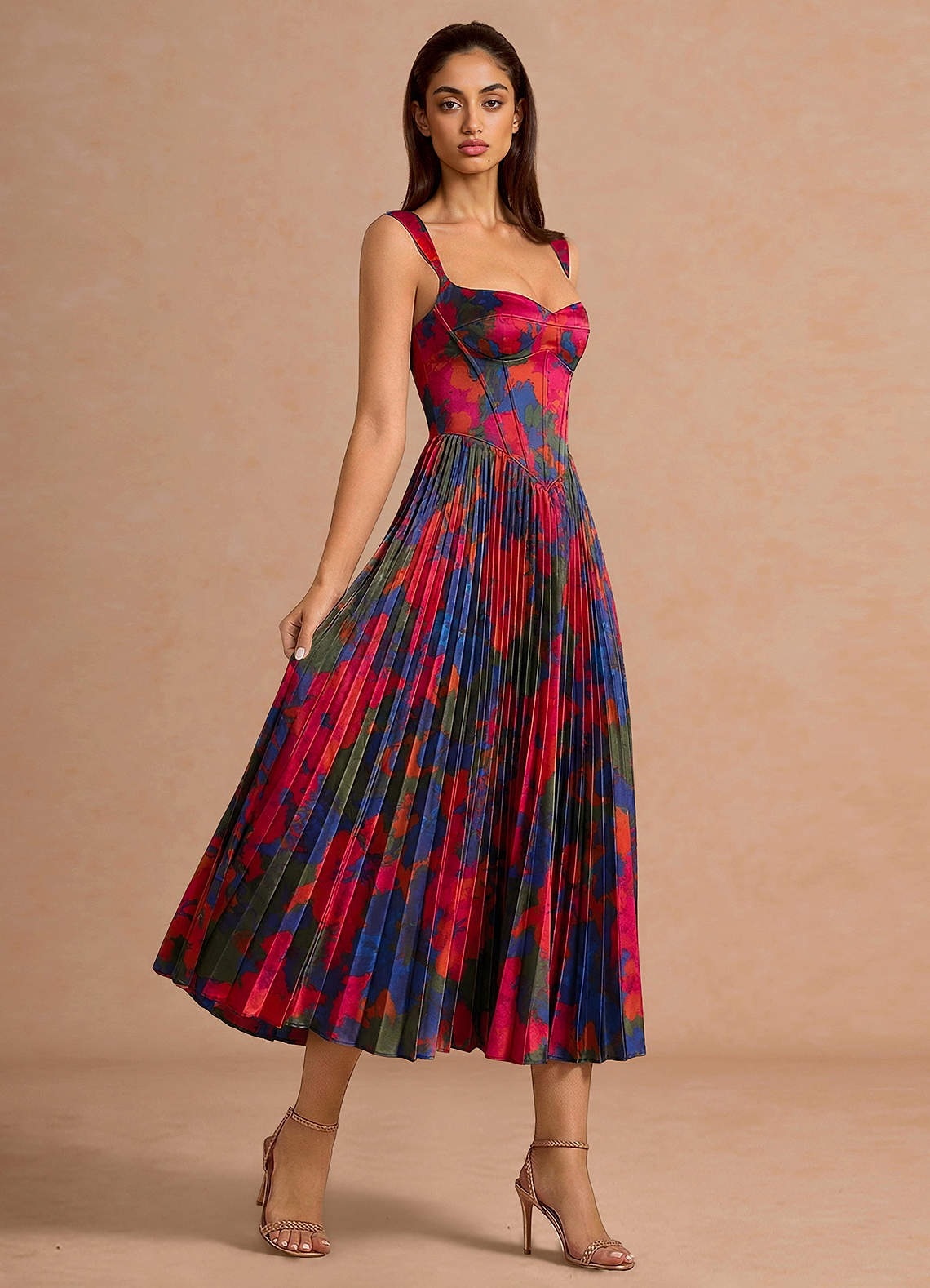 Hagar Orange Multi Midi Dress image4