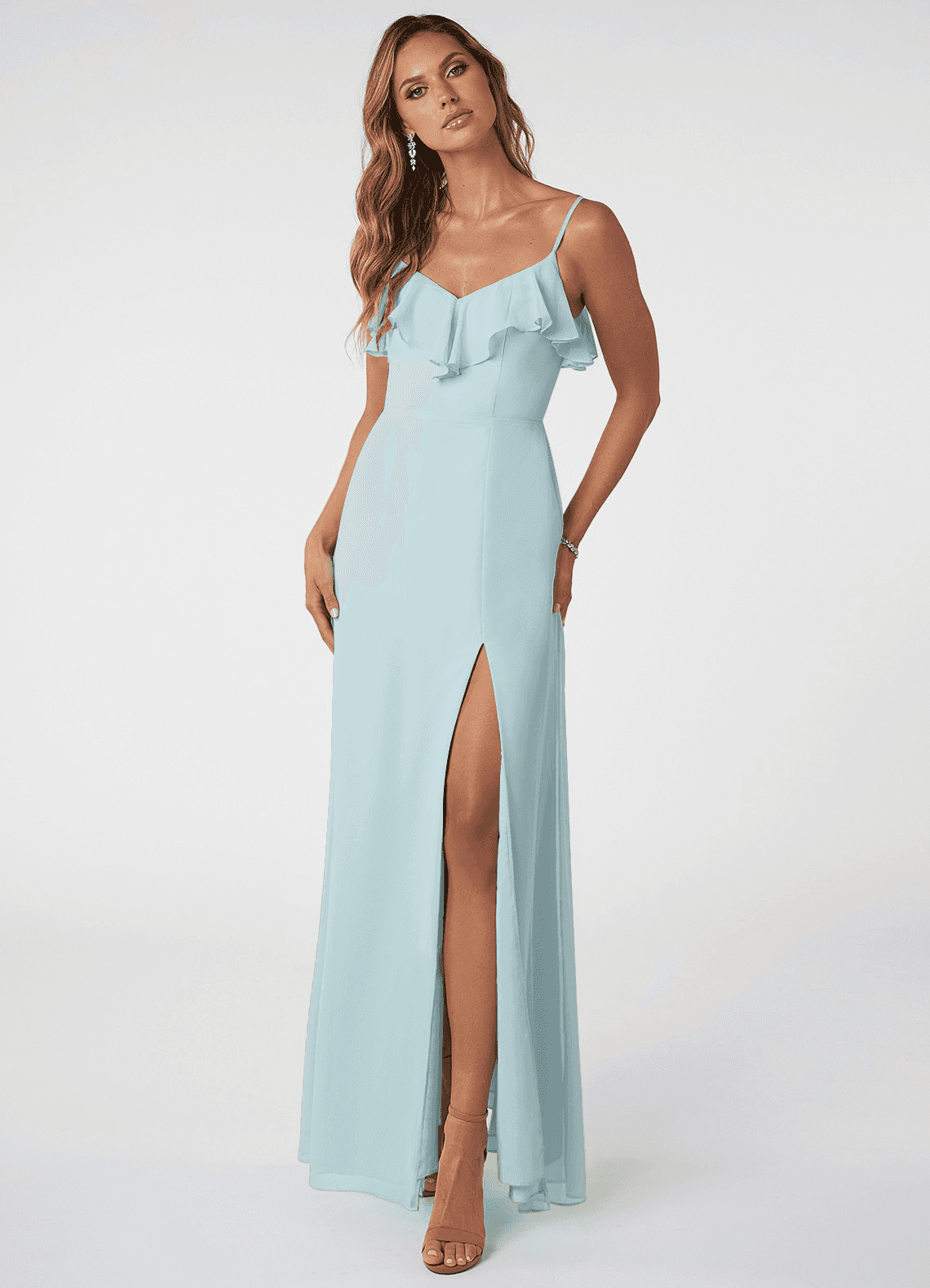 Azazie Natalia Bridesmaid Dresses Mist A-Line Chiffon Dress image1
