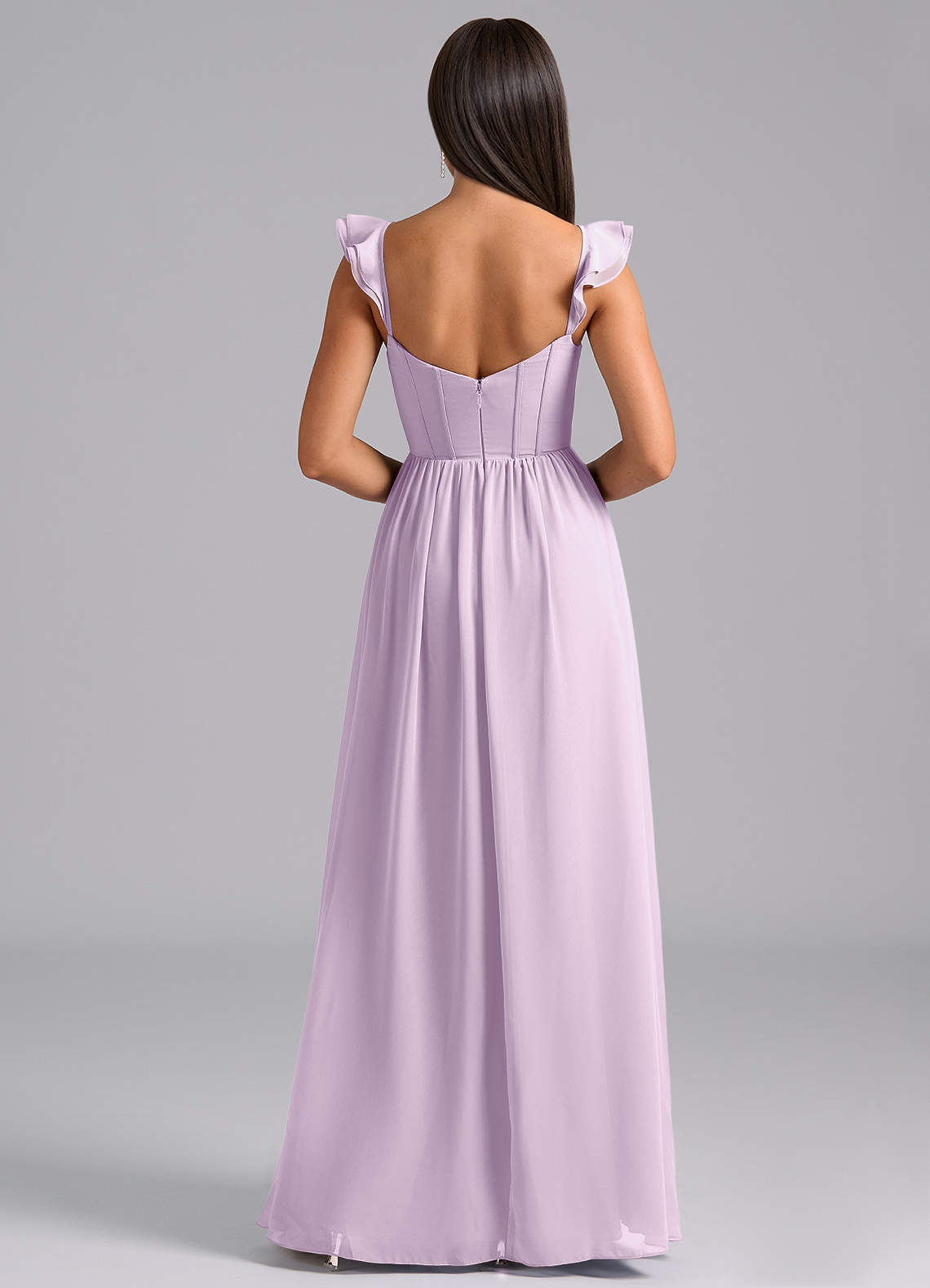 Azazie Denisse Kleider zum Anprobieren zu Hause A-Linie Gestreift Chiffon Kleid Burgunderrot image1