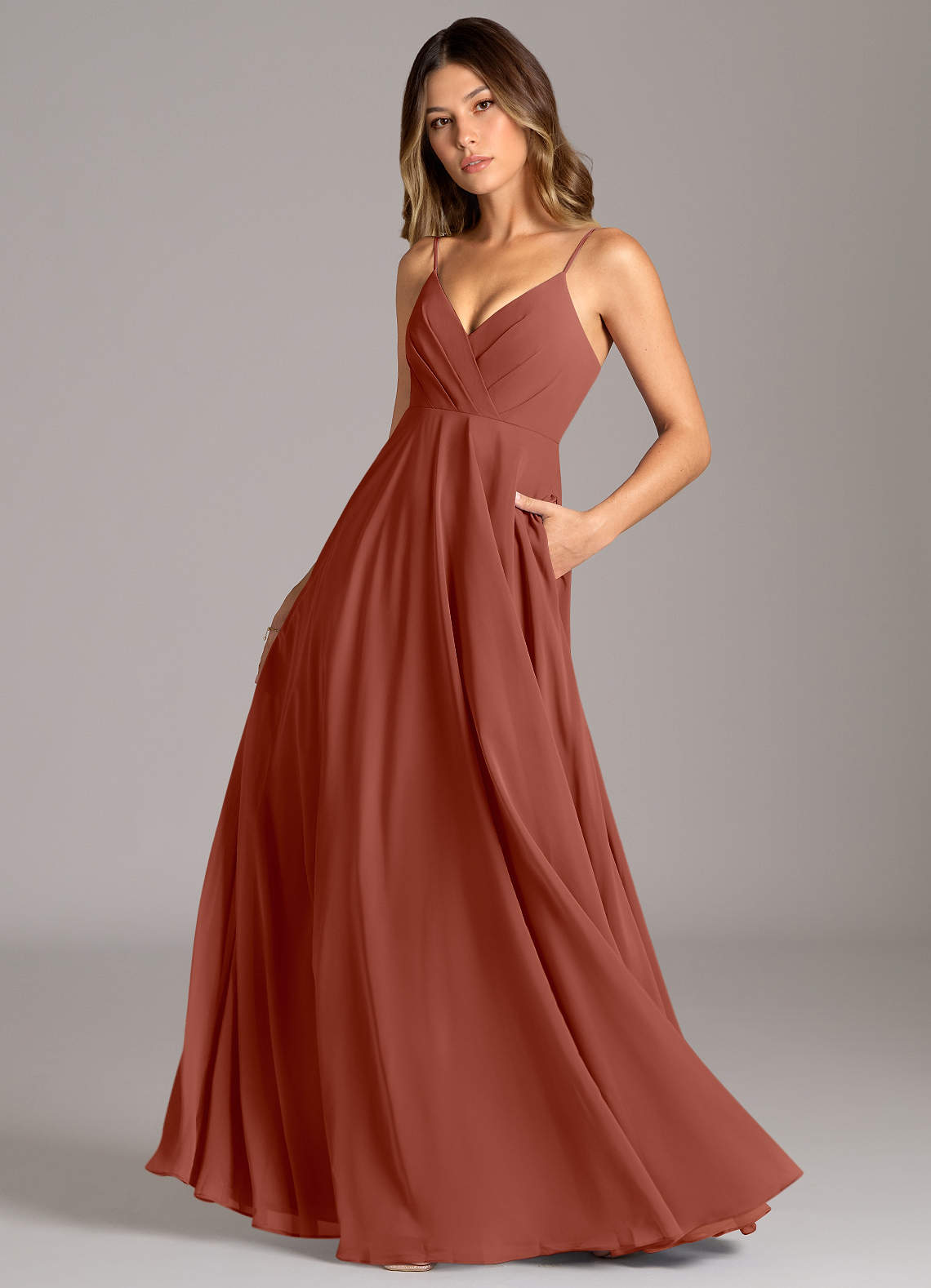 Azazie Amani Auburn Chiffon Bridesmaid Dresses