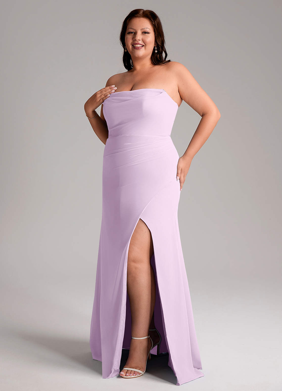 Azazie Leonis Frosted Lilac Chiffon Bridesmaid Dresses | Azazie