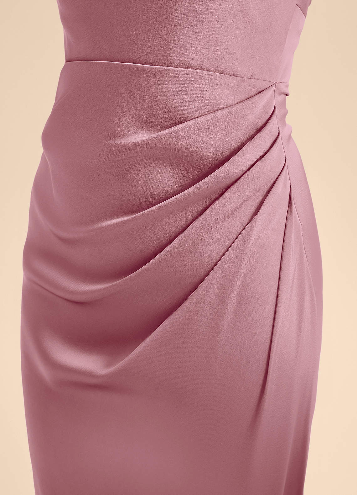 Azazie Renna Junior Vestido de Malva Vintage de Satén Elástico de Corte en A con Plisado image6