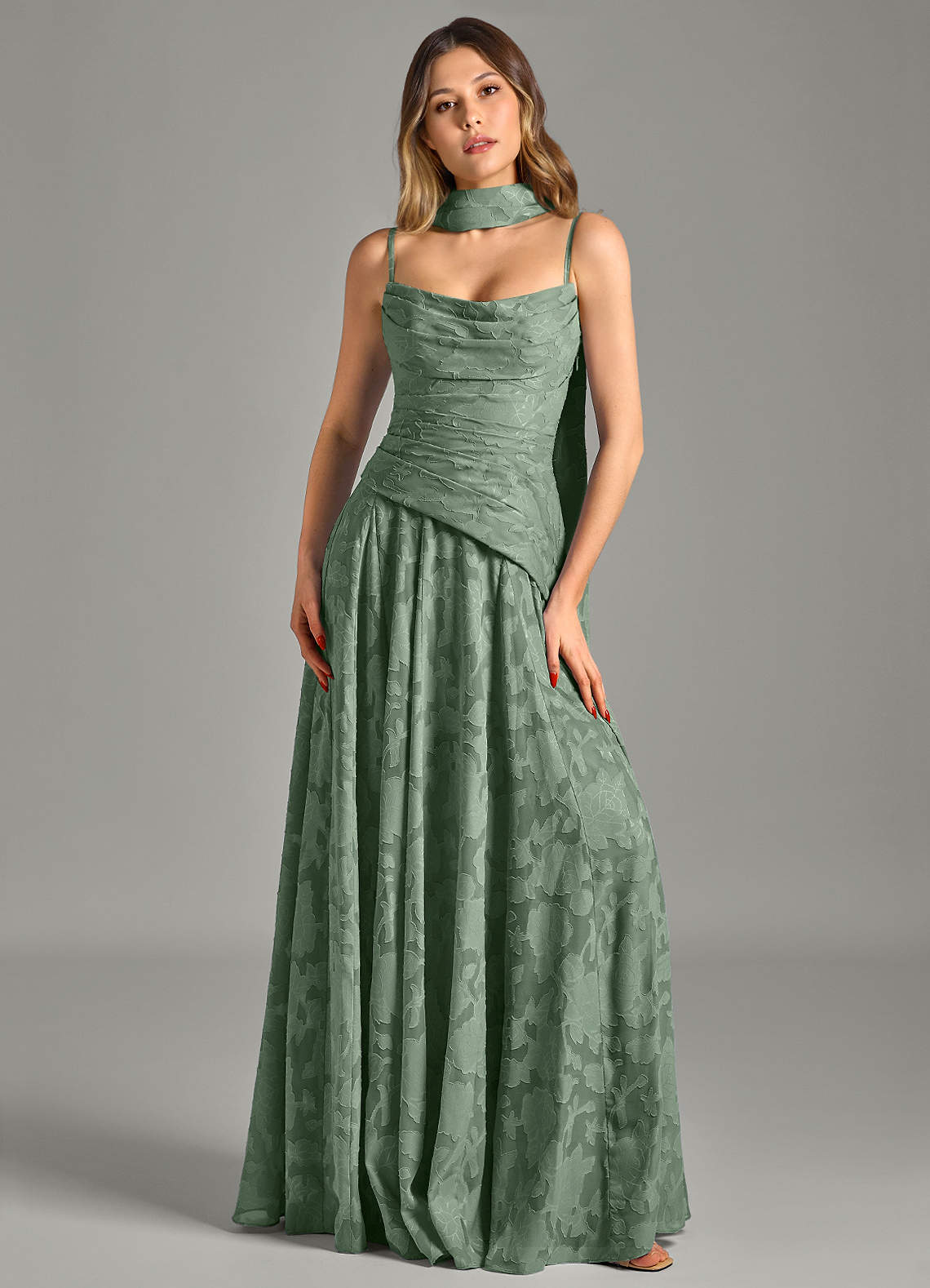 Azazie Gabriela Bridesmaid Dresses Matcha A-Line Strapless Floral Burnout Dress image5
