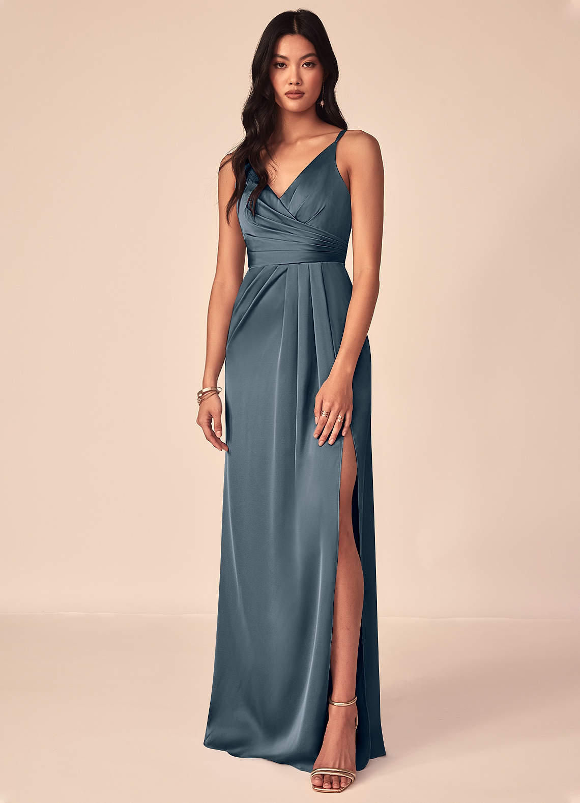 Azazie Aqua Twilight Stretch Satin Bridesmaid Dresses | Azazie UK