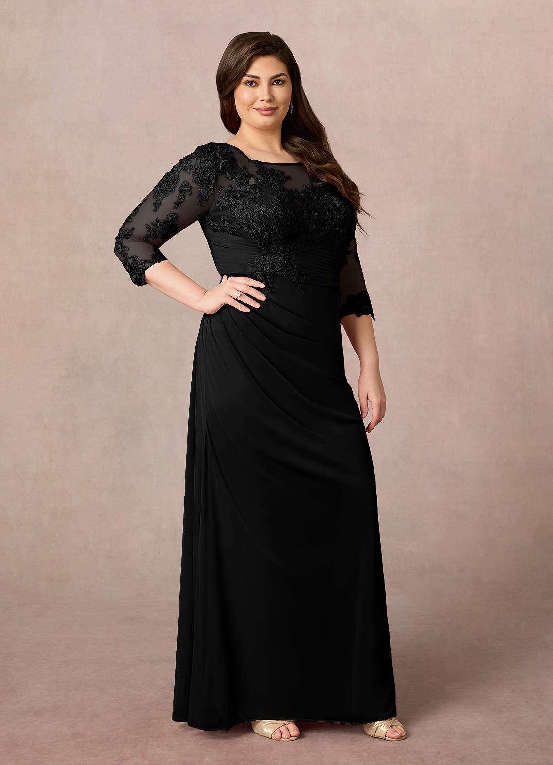 Azazie Fatemah Mother of the Bride Dresses Black Mermaid Scoop Lace Lace Dress image7