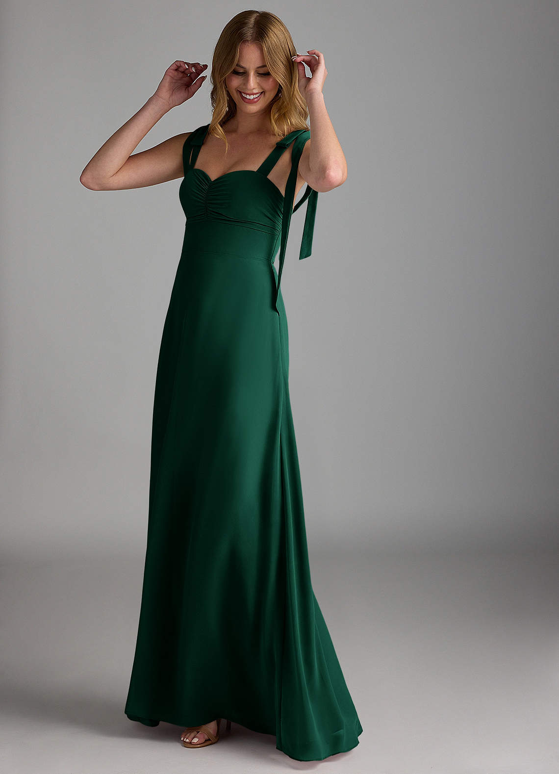 Azazie A-Line Sweetheart Floor-Length Chiffon Bridesmaid Dresses - Emerald