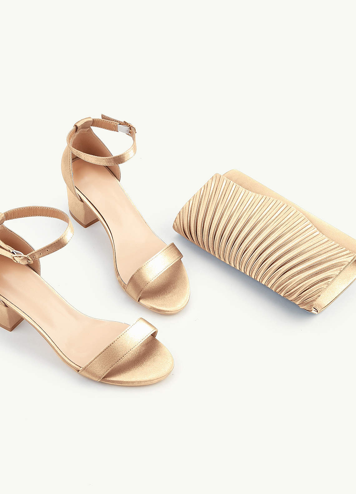 front Matching Color Pleated Metallic Satin Envelope Clutch