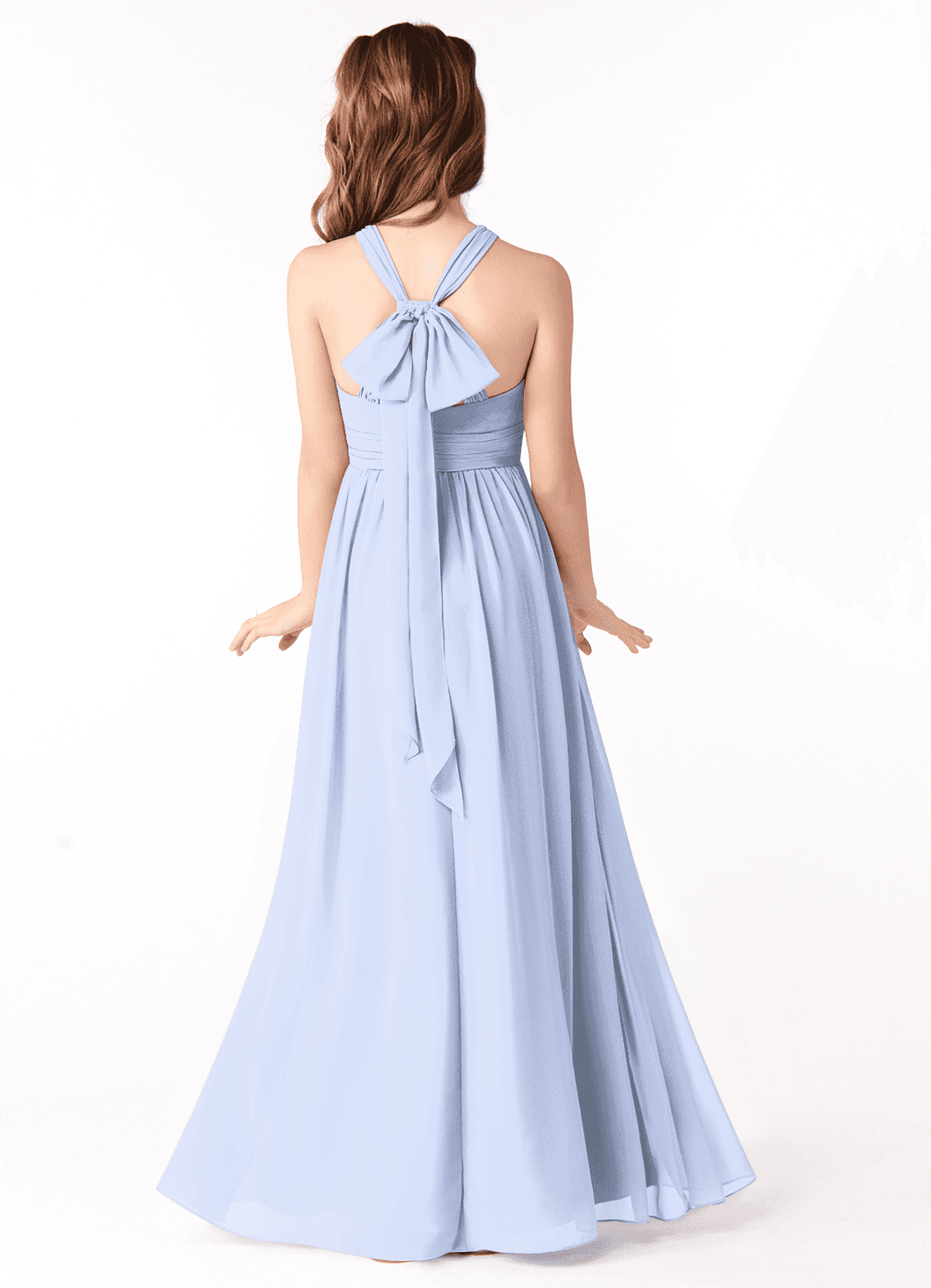 Azazie Jaylah Junior Ice A-Line Ruched Chiffon Dress image1
