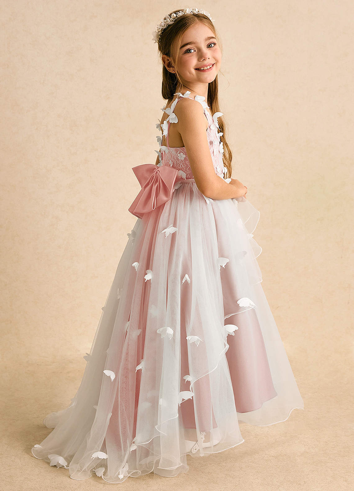 Azazie Darlina vestidos de niña de las flores Vestido de Marfil Rosetón de Tul de Princesa con Encaje image1