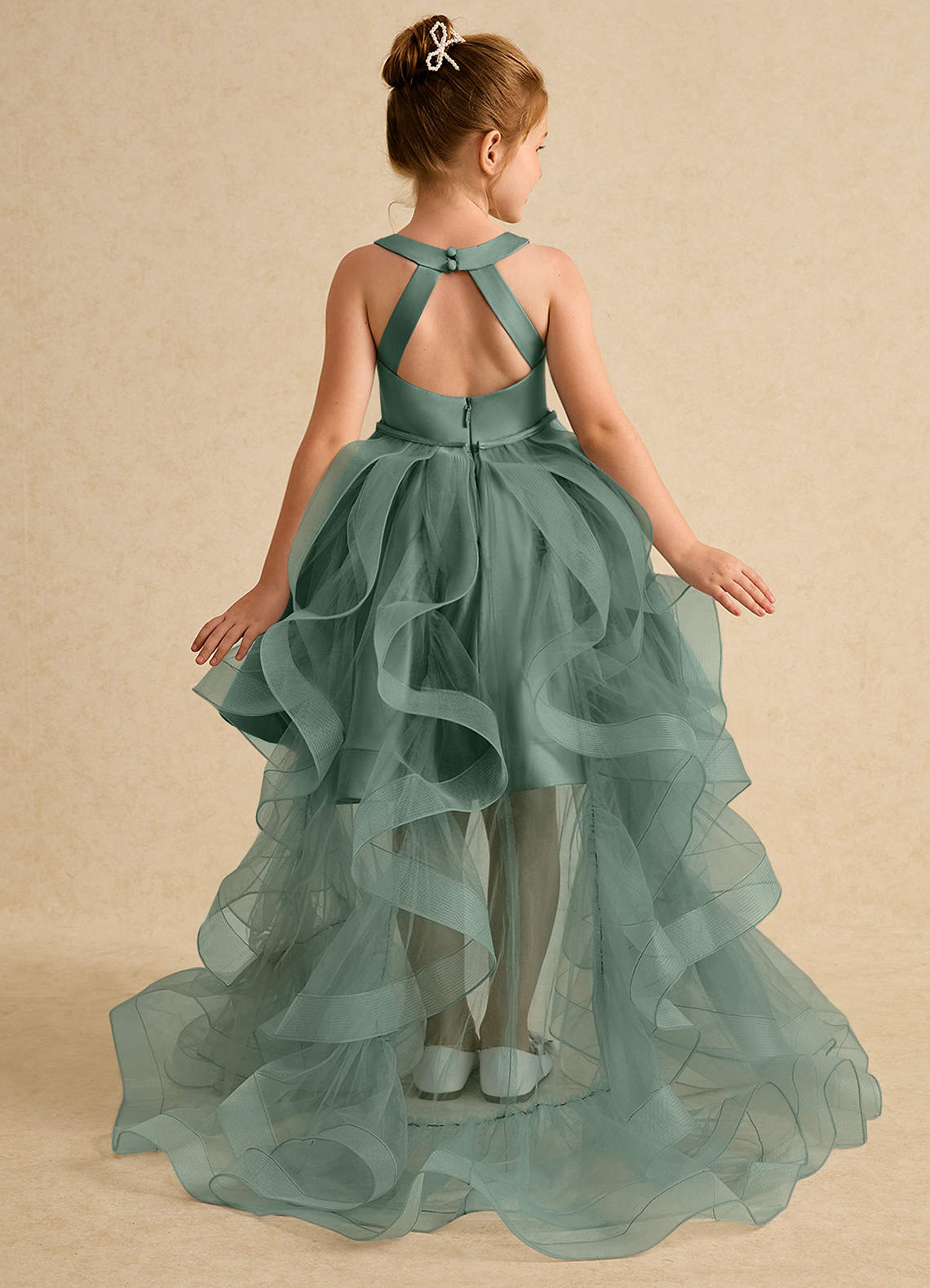 Azazie Julietta Eucalyptus Ball-Gown Convertible Tulle Dress
