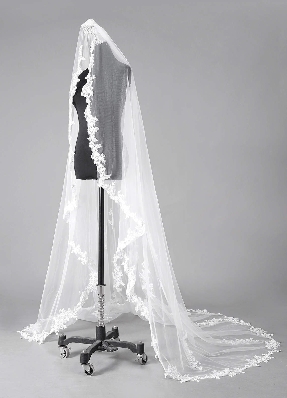 front Diamond and Lace Chapel Veil