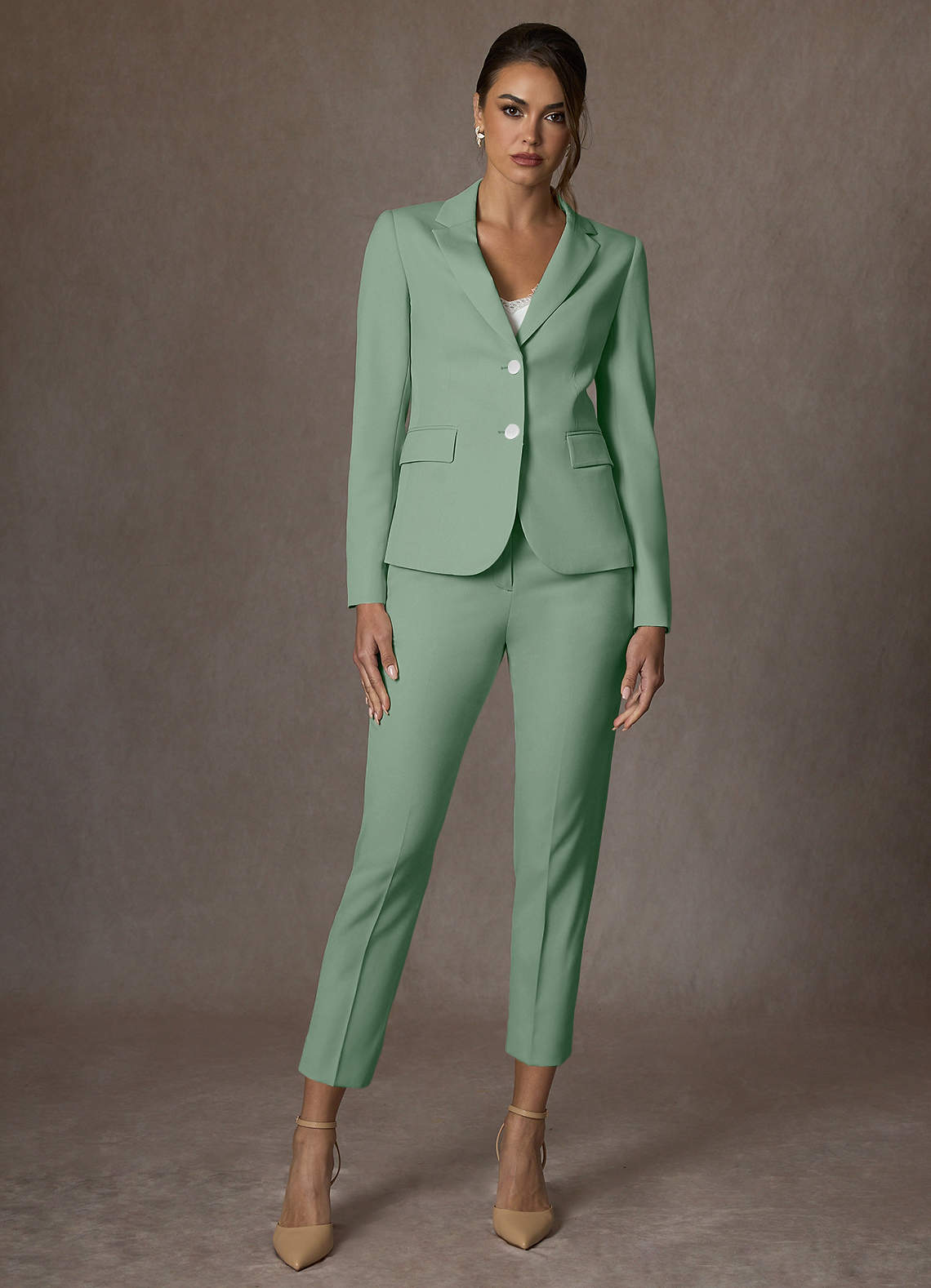 front Whitney Matcha Traje de pantalón corto elástico estructurado