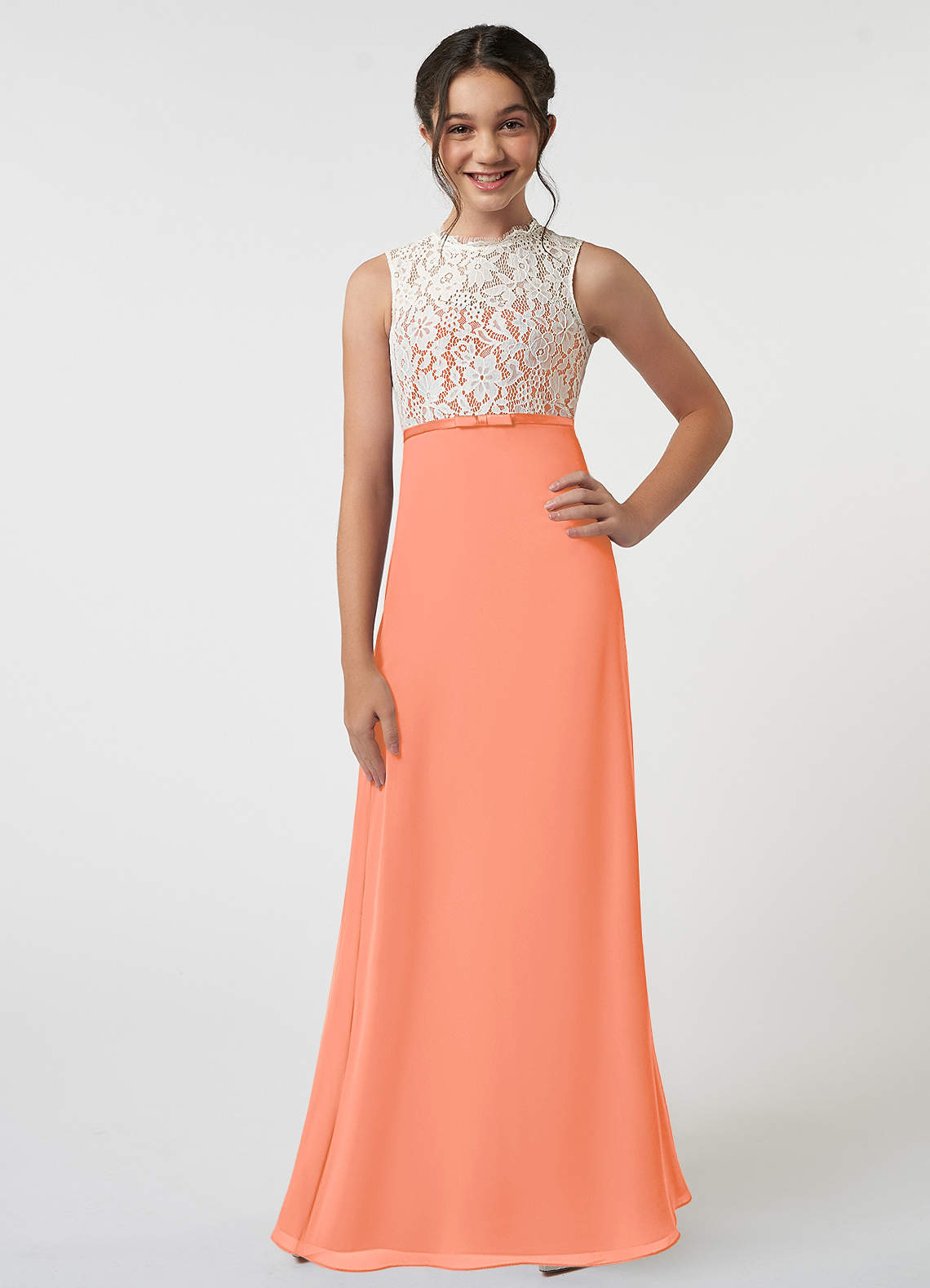 Azazie Rana Junior Sunset A-Line Lace Chiffon Dress image1