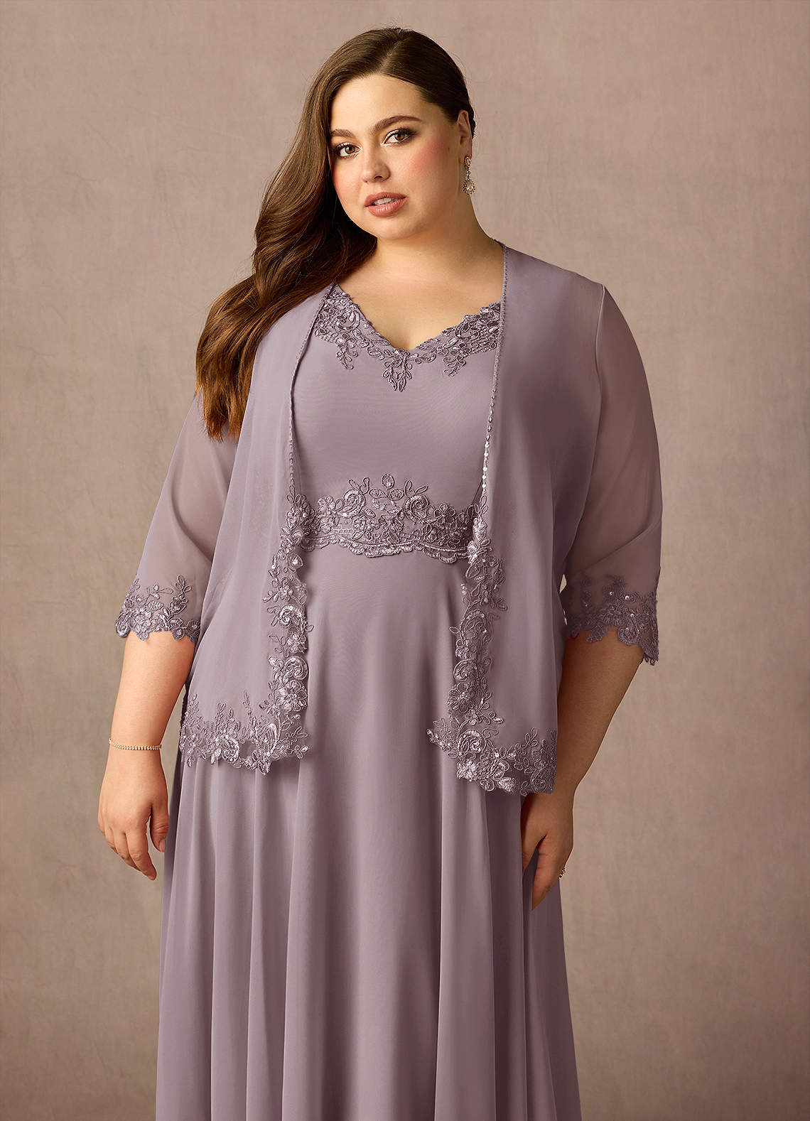 Azazie Devana Abiti per la Madre della Sposa Abito A-Line in Chiffon Lustrini Dusk image7