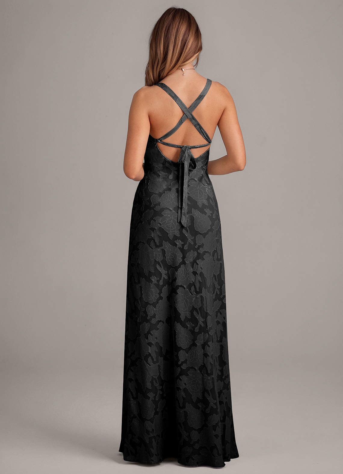 azazie black floral dress Azazie Denisse