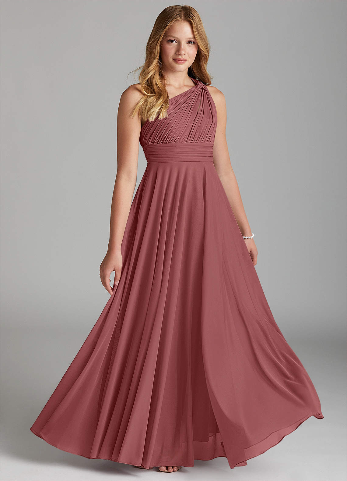 Azazie Charlize Junior A-Linie Gittergewebe Kleid Amethyst image1