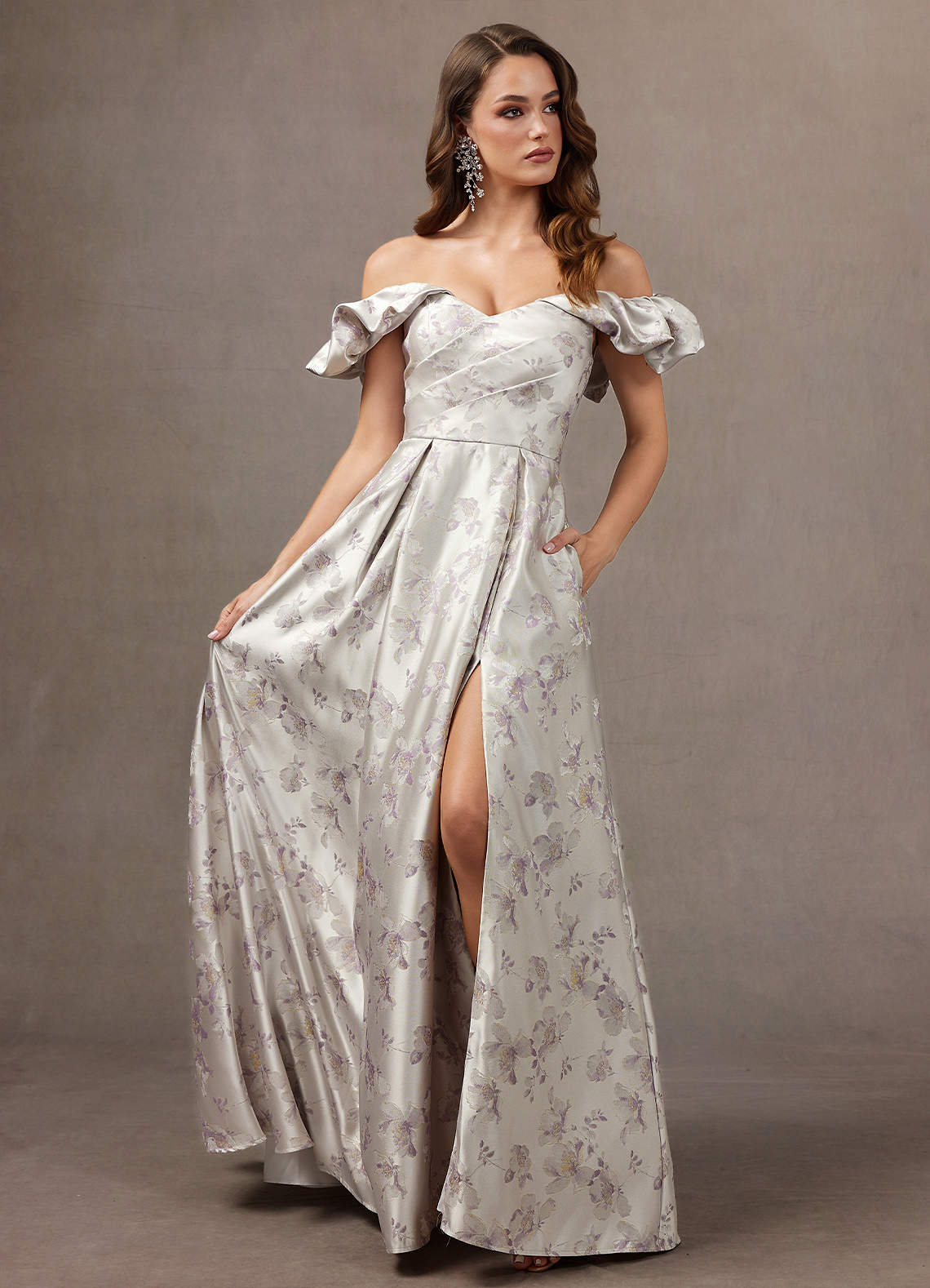 lilac and silver dress Shimmer Lilac V-Neck Backless Mermaid Overskirt Prom Dress, Dress+Overskirt