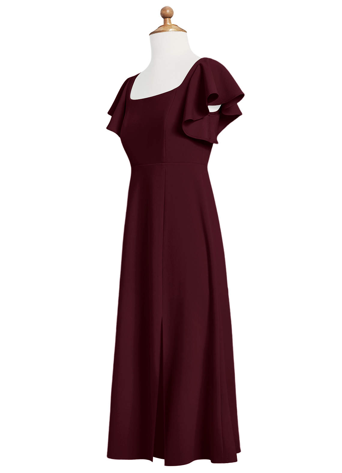 Azazie Bondi Junior Cabernet A-Line Side Slit Stretch Crepe Dress image3