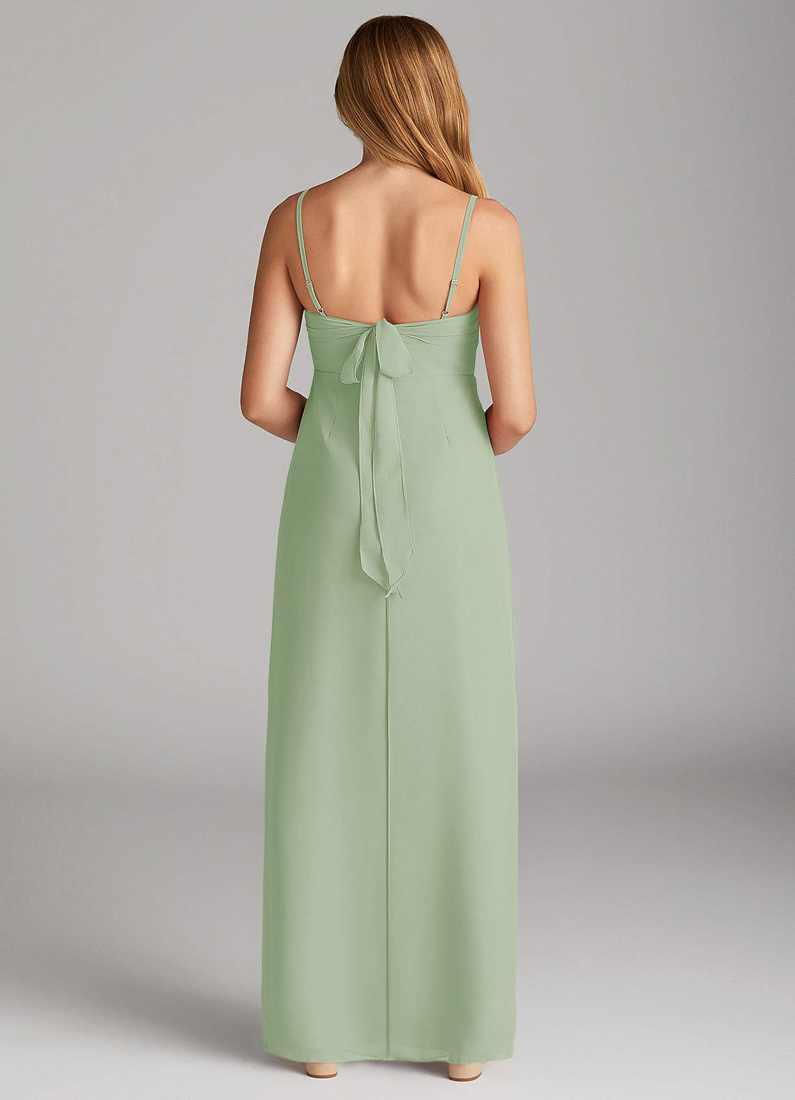 Azazie Mai Junior Dusty Sage Sheath Pleated Chiffon Dress image1