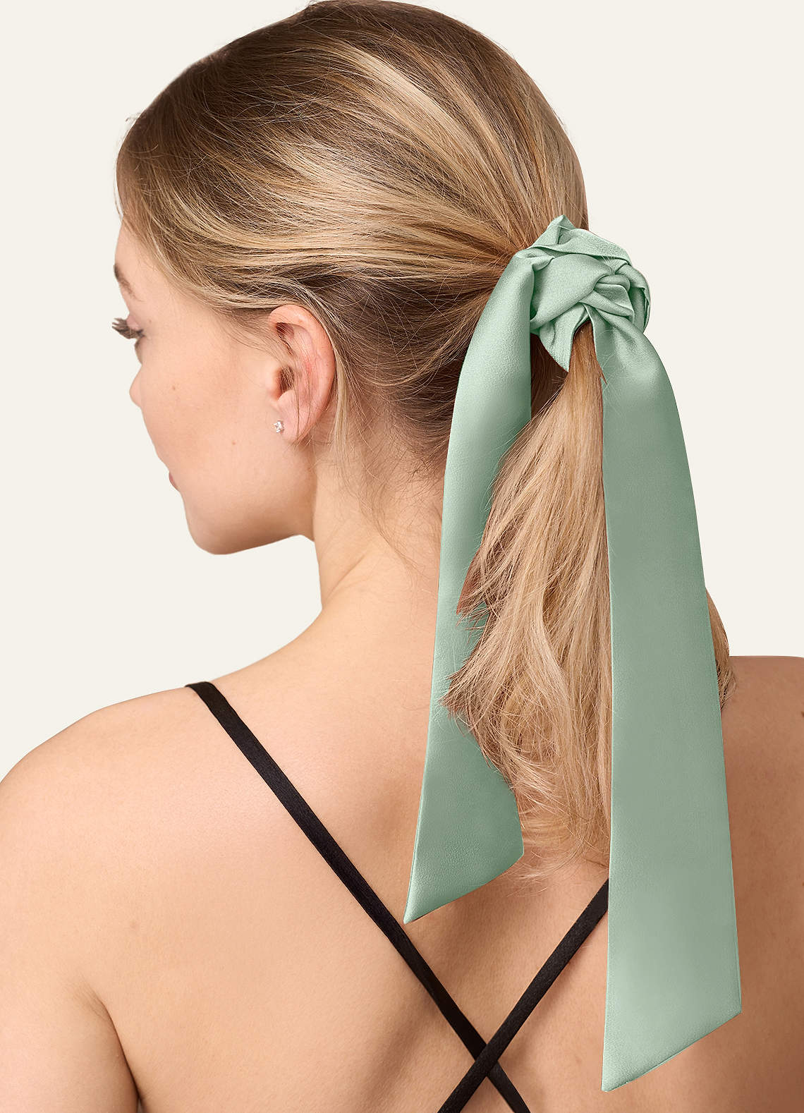 front Matching Color Stretch Satin Hair Scarf