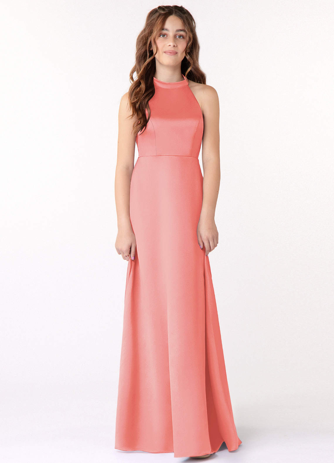 Azazie Laurel Junior Bridesmaid Dress in Coral | Azazie