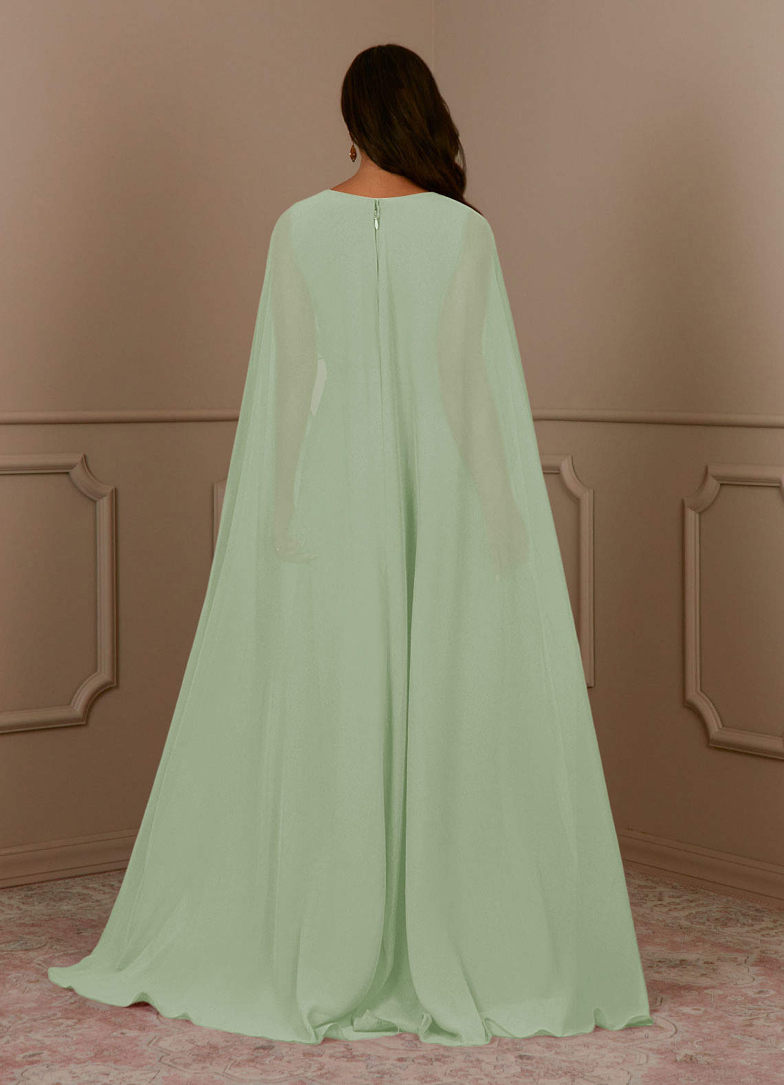 Azazie Isa Mother of the Bride Dresses Dusty Sage A-Line V-Neck Pleated Chiffon Dress image3