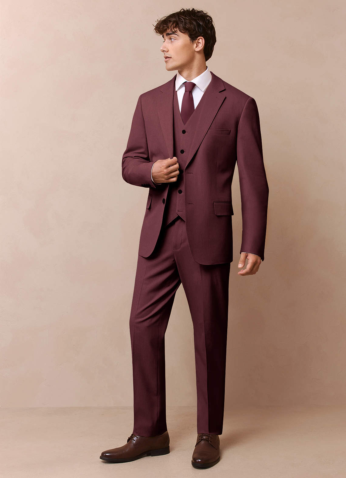 front James Cabernet Structured Stretch Dress Pants