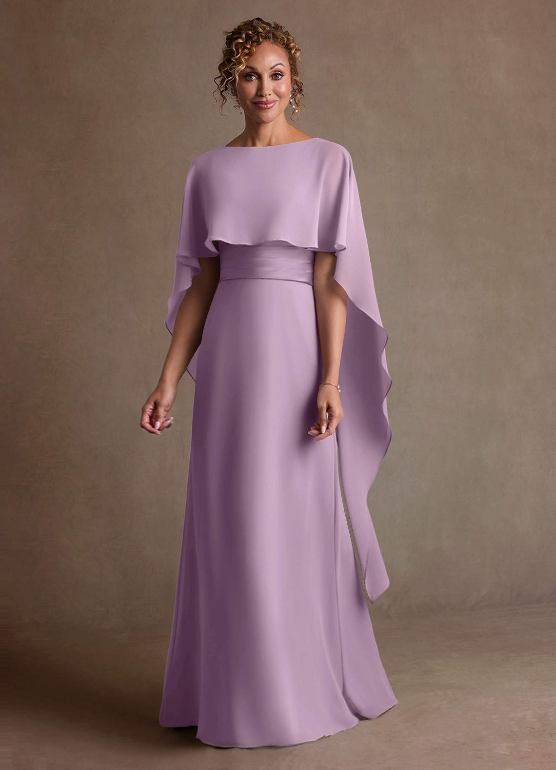 Azazie Marilla Mother of the Bride Dresses Wisteria A-Line Pleated Chiffon Dress image3