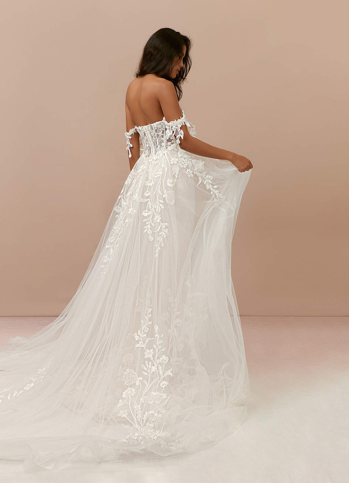 Azazie Evergarden Wedding Dresses Diamond White Champagne A-Line Sequins Tulle Dress image1