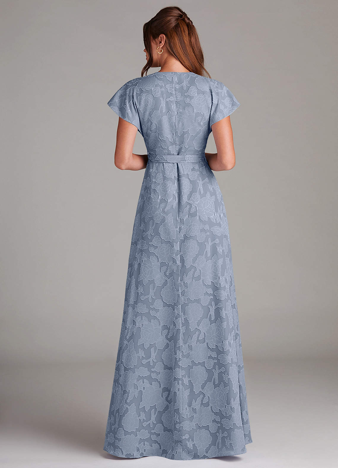 blue floral burnout dress Azazie Nathalia Sky Blue Floral Burnout Bridesmaid Dresses