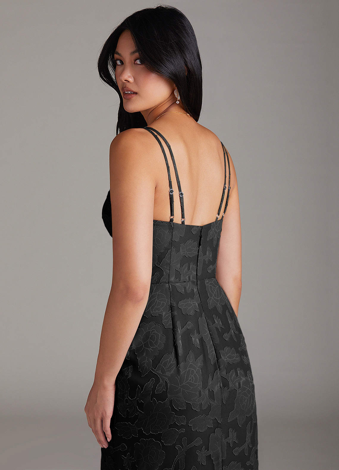 azazie black floral dress Azazie Lainey
