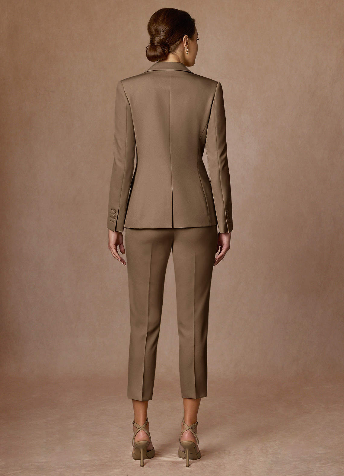 front Charlotte Truffle Refined Weave Dress Pants