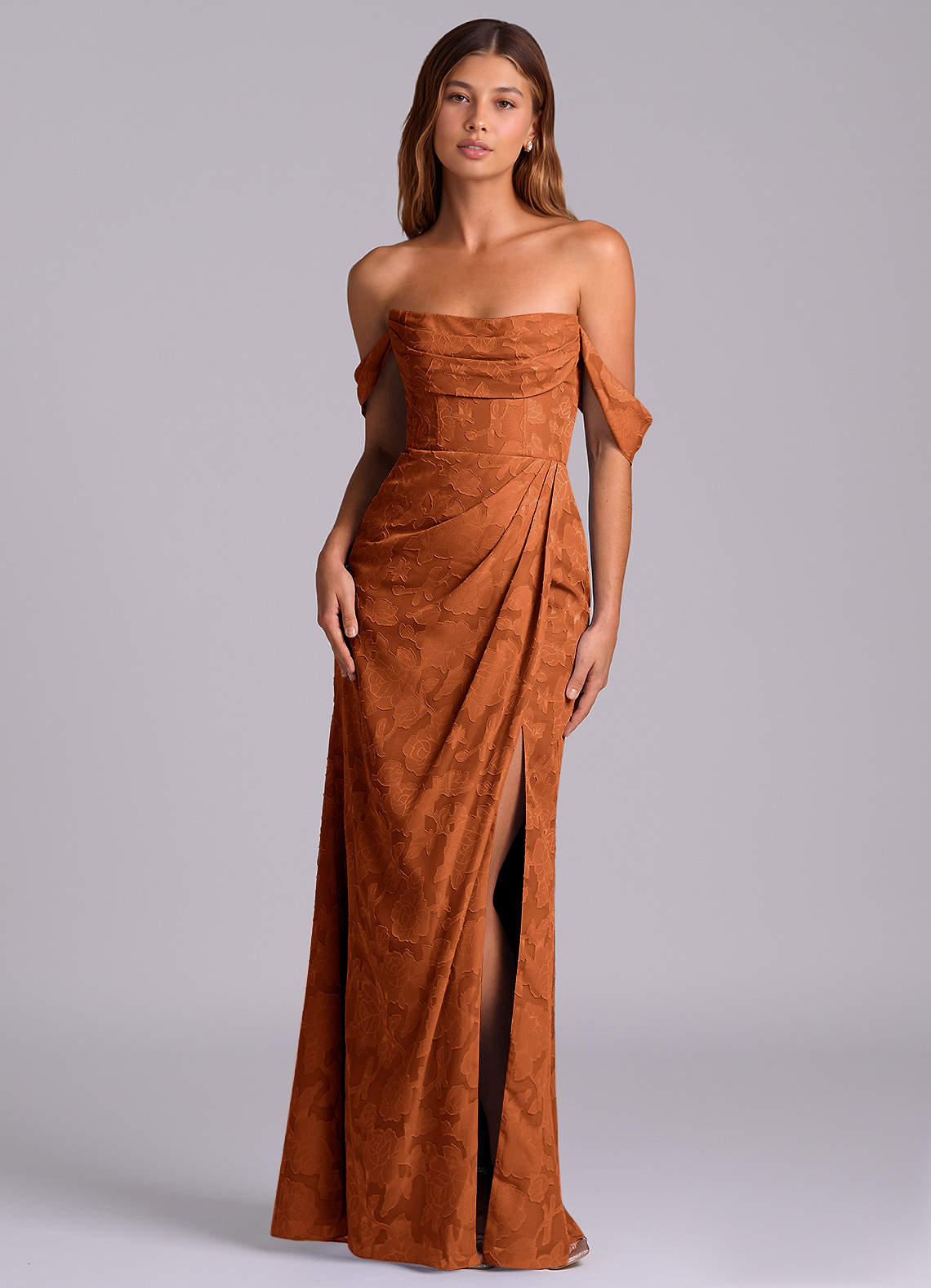 orange bridesmaid dresses floral Orange Floral Pleated Satin Maternity Maxi Dress PinkBlush