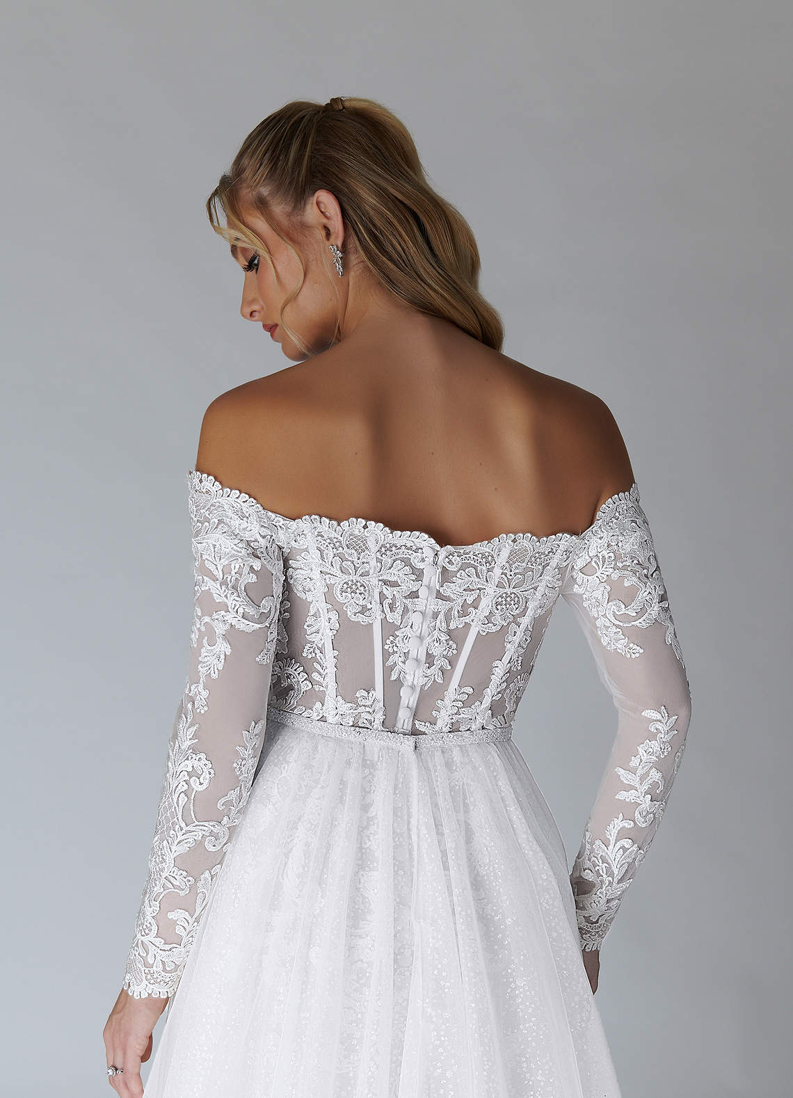 Azazie Solaris Wedding Dresses Diamond White A-Line V-Neck Sequins Tulle Dress image6