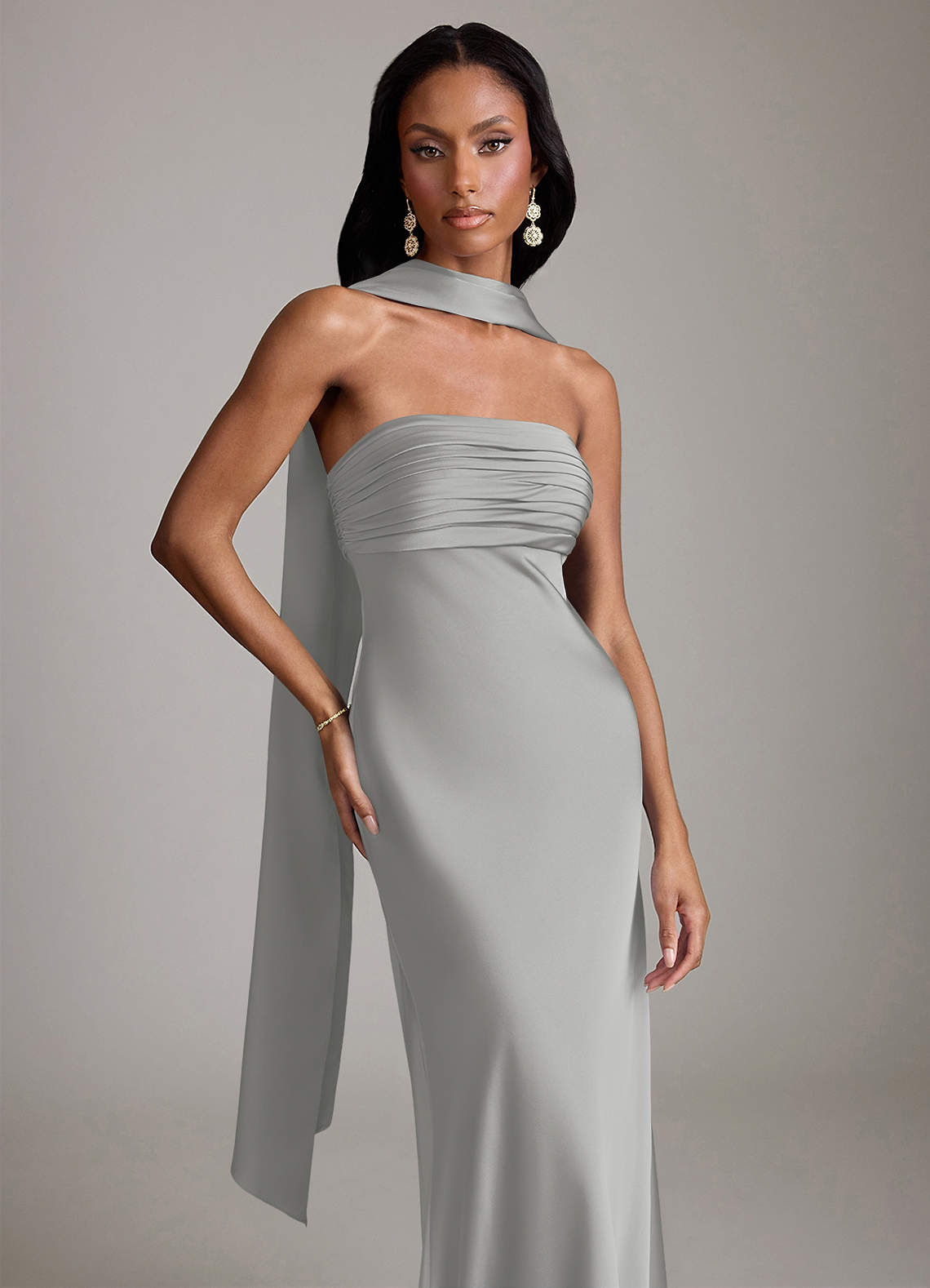 saylor silver dress Azazie Saylor
