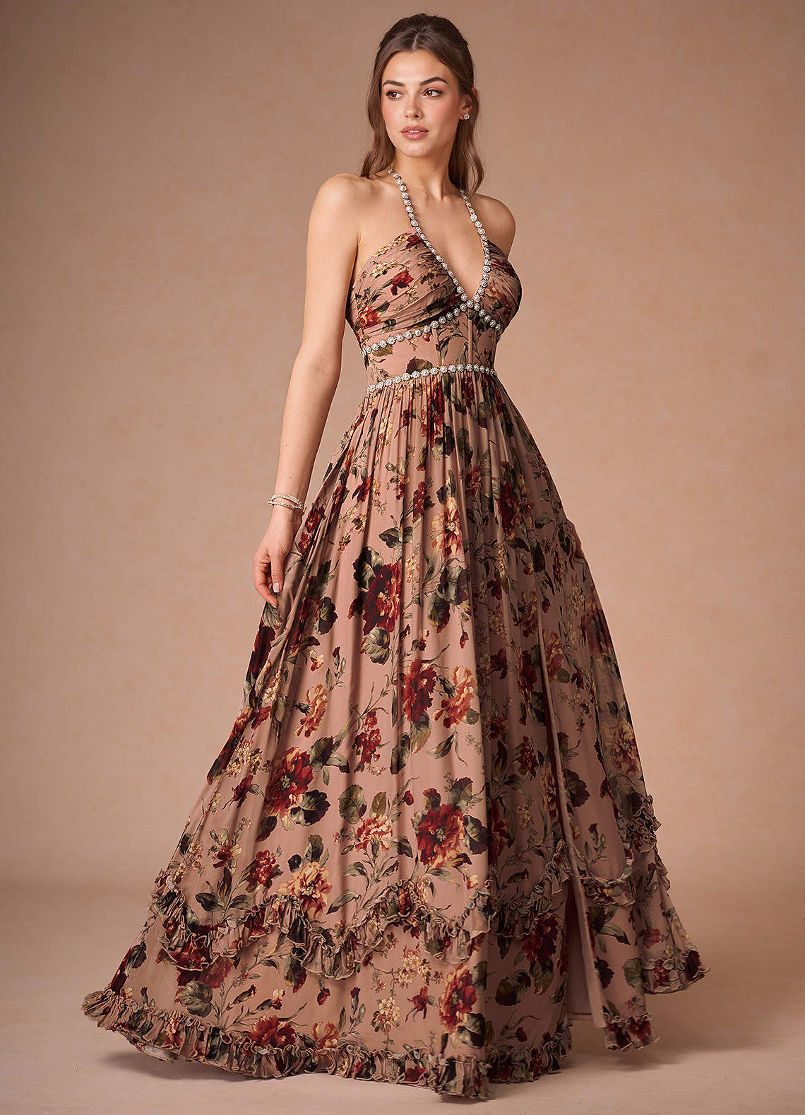 Jillian Mauve Multi Maxi Dress | Azazie