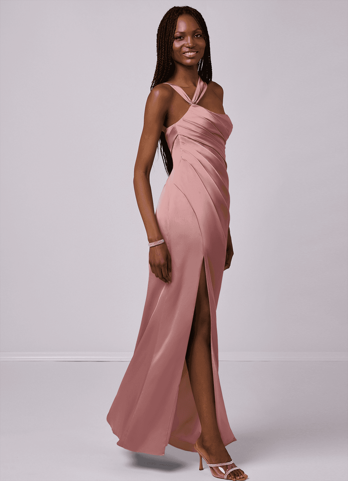 Barbie ♥ Azazie Bridesmaid Dresses Mermaid One Shoulder Stretch Satin Floor-Length Dress image4