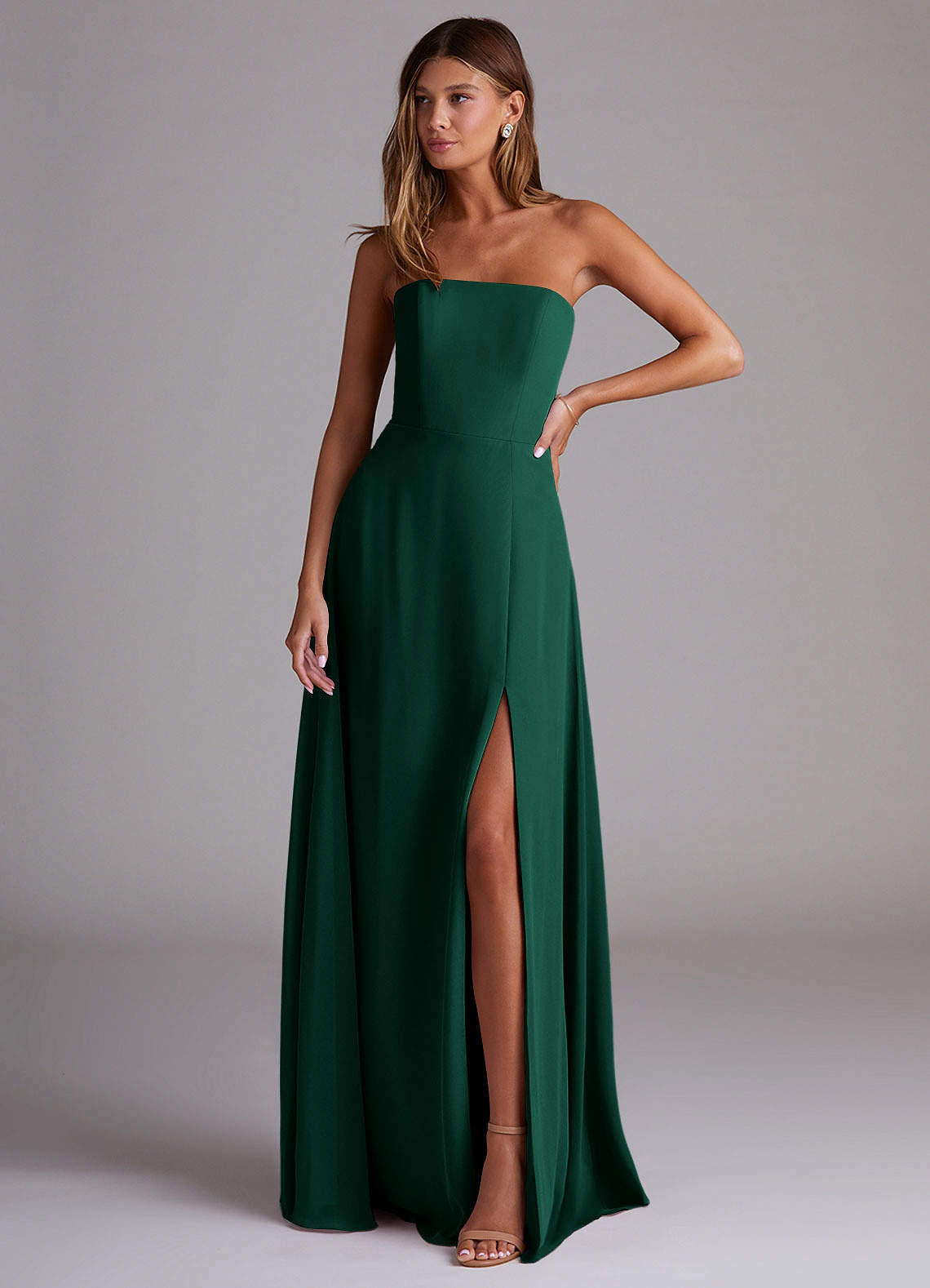 Azazie Wren Emerald Chiffon Bridesmaid Dresses | Azazie
