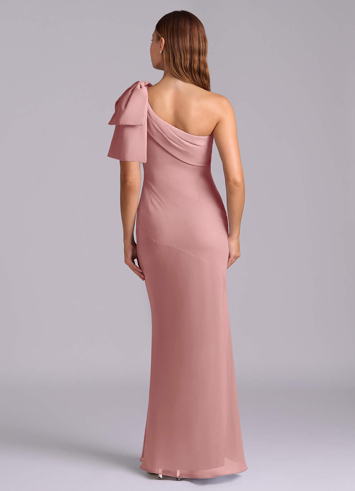 Azazie Yuanna Bridesmaid Dresses Dusty Rose Mermaid One Shoulder Chiffon Dress image1