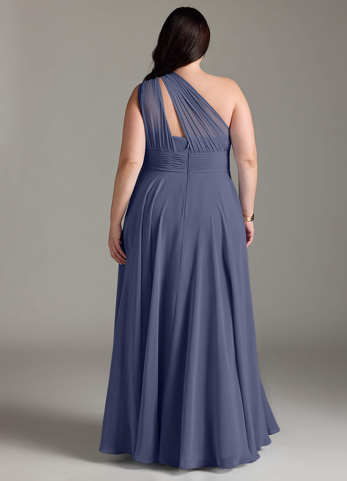 Azazie Charlize Bridesmaid Dresses Stormy A-Line One Shoulder Chiffon Dress image7
