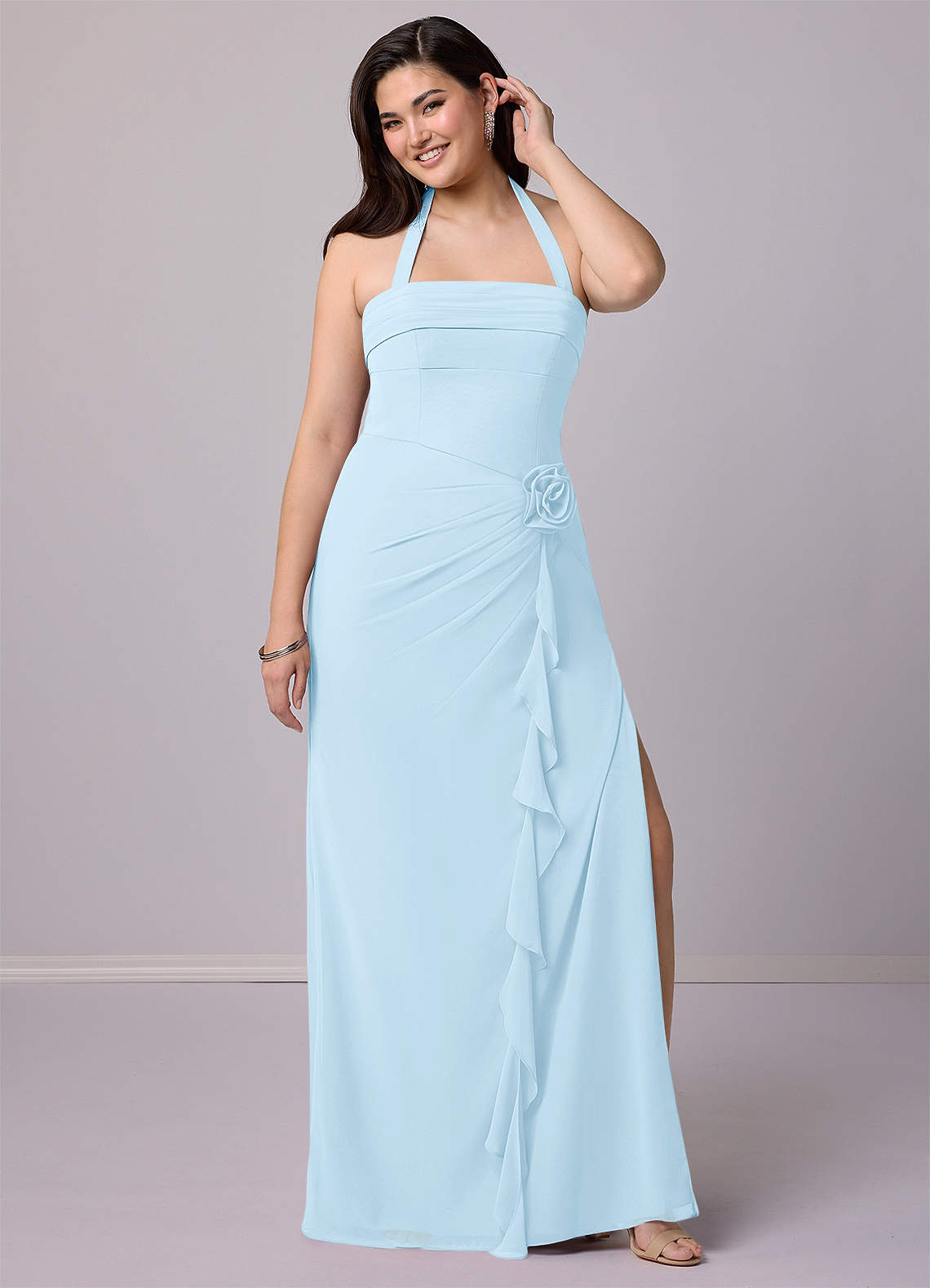 Barbie ♥ Azazie Bridesmaid Dresses Sheath Strapless Chiffon Floor-Length Dress image11