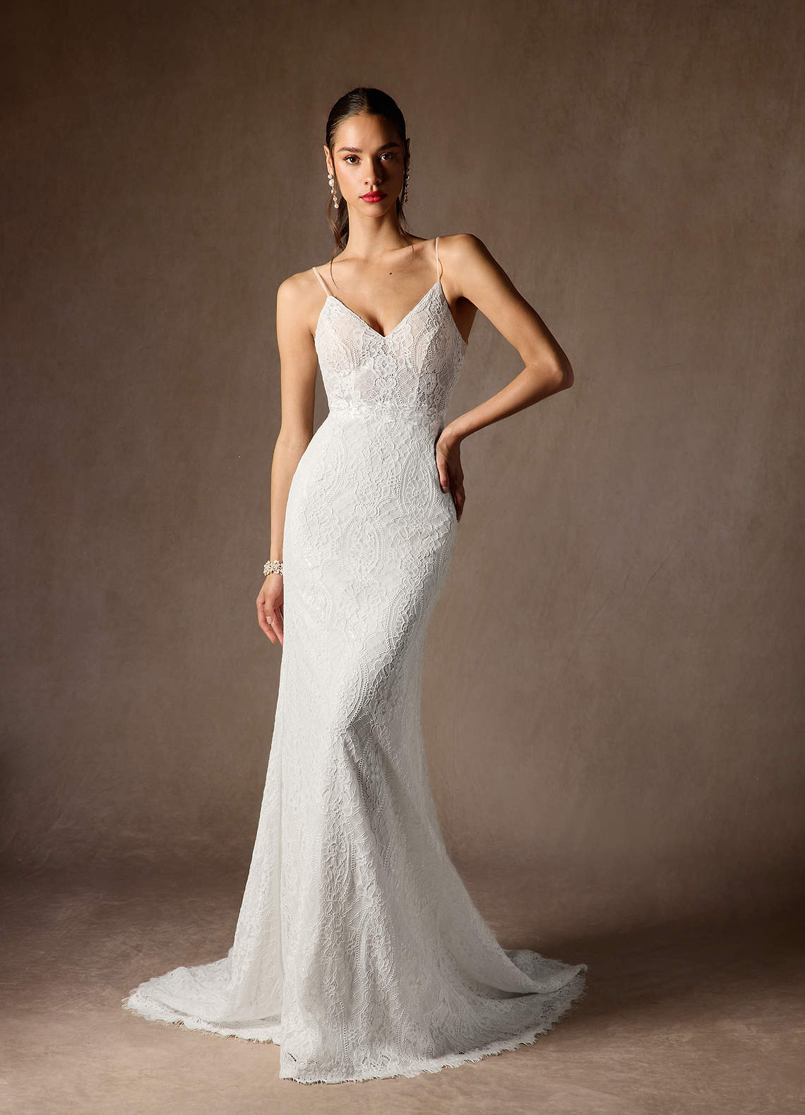 Azazie Lianna Abiti da Sposa Abito Sirena in Pizzo Bianco Diamante image1