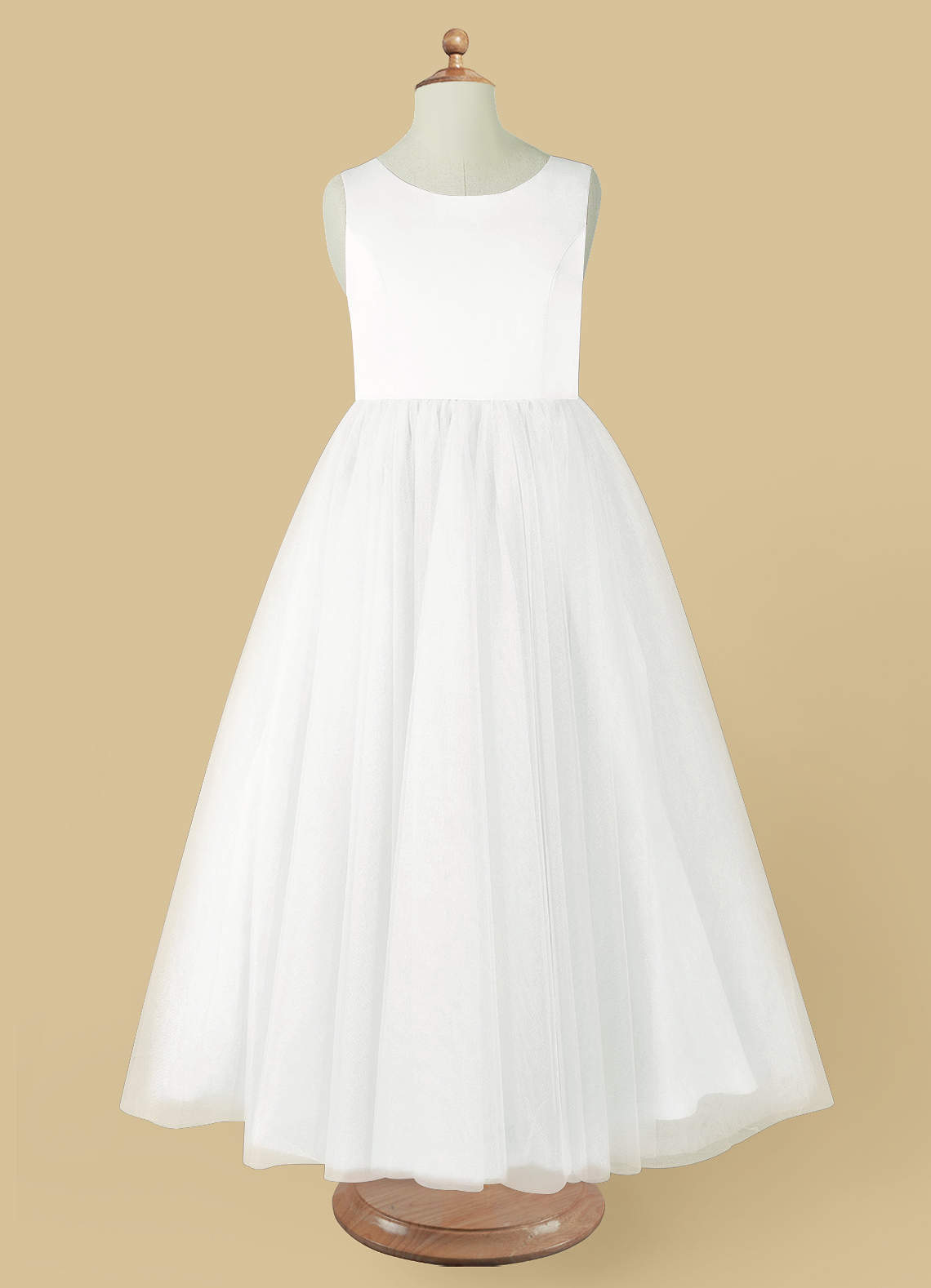 Ivory Azazie Muni A-Line Bow Tulle Ankle-Length Dress | Azazie