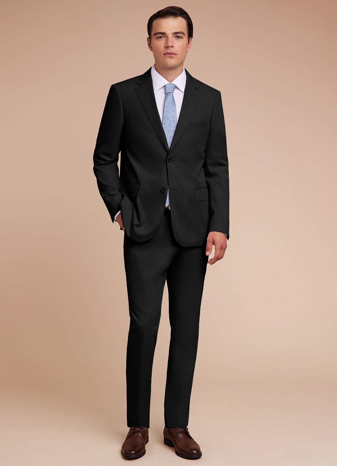front Carter Black Cotton Linen Blend Suit Jacket
